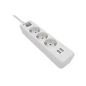 Philips Listwa zasilająca 3 gniazda + 2 porty USB 2m biała