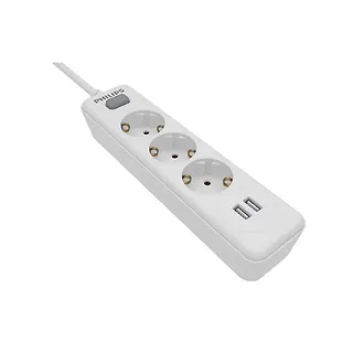 Philips Listwa zasilająca 3 gniazda + 2 porty USB 2m biała