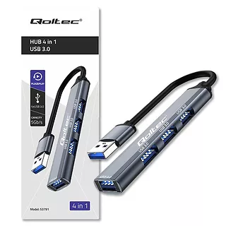 Qoltec HUB adapter USB 3.0 4w1 | 4x USB 3.0