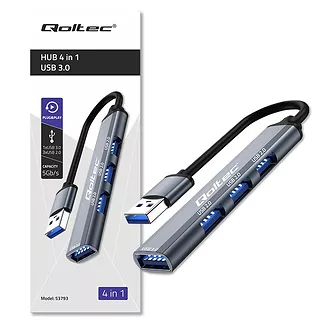 Qoltec HUB adapter USB 3.0 4w1 | USB 3.0 | 3x USB 2.0