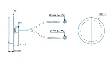 TELTONIKA Antenna Combo Mimo Mobile Roof SMA Male IP65 PR1KCL25