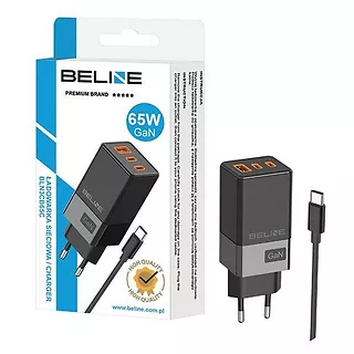 Beline Ładowarka sieciowa 65W GaN 2xUSB-C + USB-A +Kabel USB-C Czarna