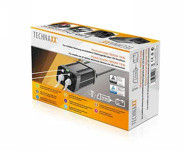 Technaxx Deutschland GmbH & Co. KG TE16 Przetwornica (falownik) o mocy ciągłej 1.200W (2x VAC 230V / 2x USB)