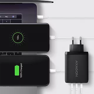 AXAGON ACU-DPQ100 Ładowarka sieciowa, GaN 100W, 3x port (USB-A + dual USB-C) PD3.0/QC4+/PPS/Apple, czarna