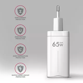 AXAGON ACU-DPQ65W Ładowarka sieciowa GaN 65W, 3x port (USB-A + dual USB-C) PD3.0/QC4+/PPS/Apple, biała