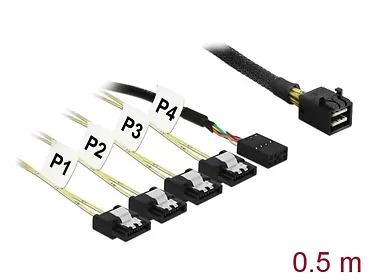 Delock Kabel SAS MINI HD SFF 8643(M)-4xSATA 7PI 83320