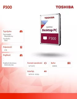 Toshiba Dysk twardy HDD P300 4TB 3.5cala S3 5400rpm 128MB bulk
