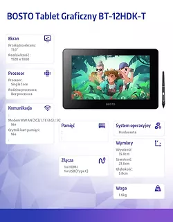 Tablet graficzny 12-HDKT 1920x1080 11,6 dotyk+klawisze