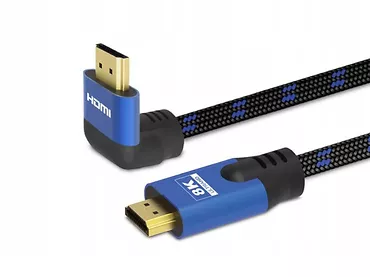 Kabel HDMI v2.1, kątowy, 3m SAVIO CL-148  miedź, oplot bawełniany, metalowe wtyczki