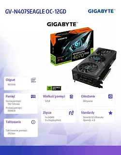 Gigabyte Karta graficzna RTX 4070 SUPER EAGLE OC 12G GDDR6X 192bit 3DP