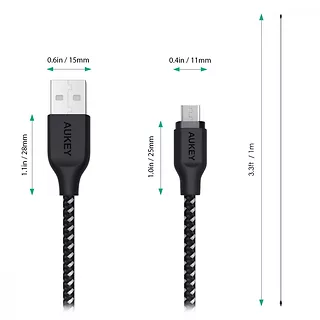 AUKEY CB-AM2 nylonowy kabel Quick Charge micro USB-USB | 2m | 480 Mbps