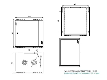 Extralink Szafa rack  PREMIUM 12U 600x450 czarna beznarzędziowy montaż, montowanie na ścianie