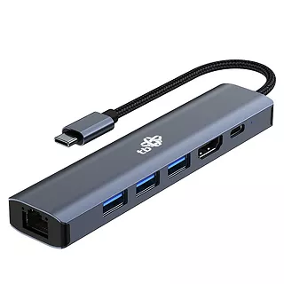 TB Adapter HUB USB C 6w1 - HDMI, USBx3, PD, RJ-45