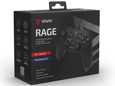 KONTROLER GAMEPAD PAD DO PC PS3 SAVIO RAGE PRZEWODOWY USB 2.0 1,8M WIBRACJE