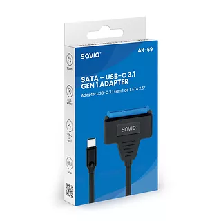 Savio Adapter USB-C 3.1 Gen 1 (M) - SATA (F) do dysków 2.5 cala, AK-69