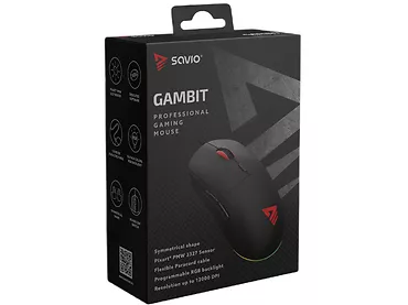 Mysz Gamingowa Przewodowa SAVIO Gambit 12200 DPI podświetlenie LED