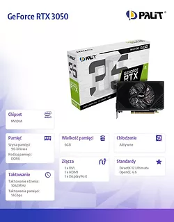 Palit Karta graficzna GeForce RTX 3050 StormX 6GB GDDR6 96bit DVI/DP/HDMI