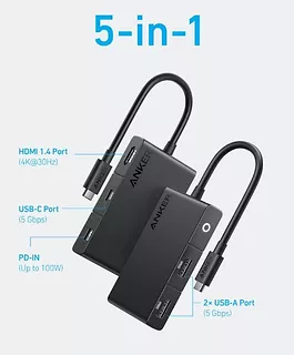 Anker Hub 332 USB-C 5w1 4K HDMI Single Display czarny