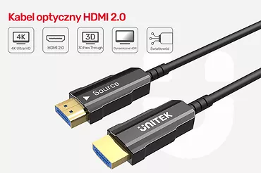 Unitek Kabel Optyczny HDMI 2.0 15m AOC 4K60Hz C11072BK-15M