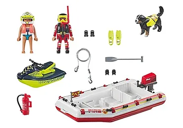 Playmobil Zestaw figurek Action Heroes 71464 Łódź straży pożarnej ze skuterem wodnym