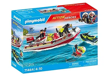 Playmobil Zestaw figurek Action Heroes 71464 Łódź straży pożarnej ze skuterem wodnym