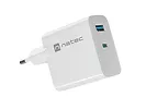 Natec Ładowarka sieciowa Ribera GAN 1X USB-A + 1X USB-C 45W Biała