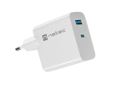 Natec Ładowarka sieciowa Ribera GAN 1X USB-A + 1X USB-C 45W Biała