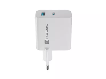 Natec Ładowarka sieciowa Ribera GAN 1X USB-A + 1X USB-C 45W Biała