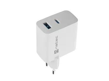 Natec Ładowarka sieciowa RIBERA GAN 1X USB-A + 1X USB-C 65W Biała