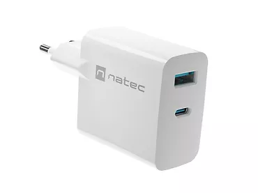 Natec Ładowarka sieciowa RIBERA GAN 1X USB-A + 1X USB-C 65W Biała