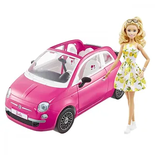 Mattel Lalka Barbie + Samochód Fiat 500 kabriolet