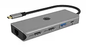 IcyBox Stacja dokująca IB-DK4012-CPD 9w1, 2x HDMI, 4K60Hz, 3xUSB, 100W PD,LAN, Czytnik kart