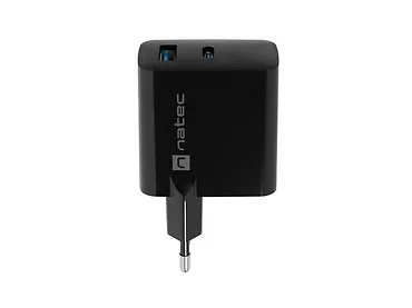 Natec Ładowarka sieciowa Ribera GAN 1X USB-A + 1X USB-C 65W Czarna