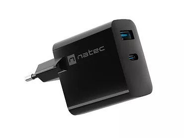 Natec Ładowarka sieciowa Ribera GAN 1X USB-A + 1X USB-C 65W Czarna