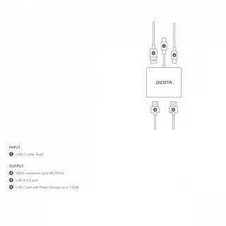 DICOTA Stacja dokująca USB-C Portable 4-in-1 D ock 4K 2xHDMI 100W PD