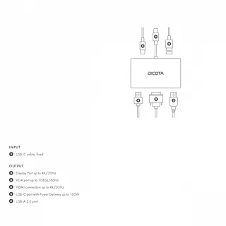 DICOTA Stacja dokująca USB-C 5 w 1 4K HDMI/DP PD 100W