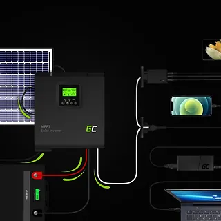 Green Cell Inwerter solarny falownik Off Grid z ładowarką solarną MPPT 24VDC 230VAC 3000VA/3000W Czysta sinusoida