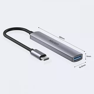 Unitek HUB USB-C; 3x USB-A 2.0 1x USB-A 5 Gbps Aluminiowy