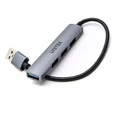 Unitek Hub USB-A; 3x USB-A 2.0; 1x USB-A 5 Gbps Aluminiowy