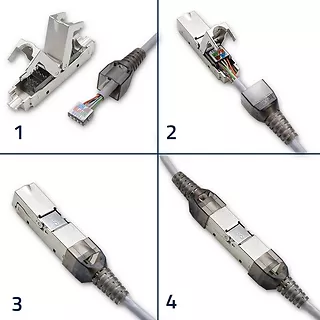 Qoltec Wtyk RJ45 beznarzędziowy STP | CAT6 | JACK PIN | T568B | T568A