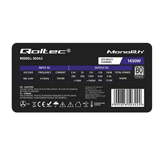 Qoltec Zasilacz ATX 1650W | 80 Plus Platinum