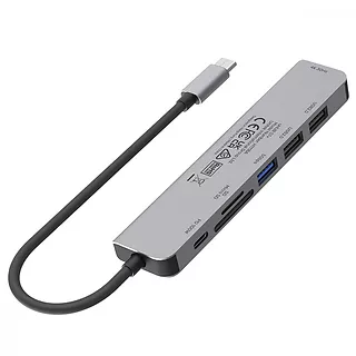 Unitek HUB USB-C 7w1 Aluminium PD 100W ; 5 Gbps ; HDMI 4K