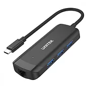 Unitek Hub USB-C Aktywny; 3x USB-A 5Gbps; RJ-45 1Gbps