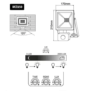 Maclean Naświetlacz LED 50W z czujnikiem PIR MCE650CW