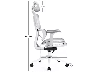 Fotel biurowy ergonomiczny Levano System Control Series Biały 130 kg