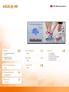 LG Electronics Monitor wielkoformatowy 43UL3J-M 43 cale UHD IPS 16/7 300cd/m2
