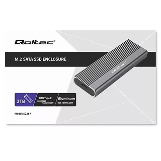 Qoltec Obudowa | kieszeń na dysk SSD M.2 | SATA | NGFF | USB-C | Super  speed 6Gb/s | 2TB | Szara