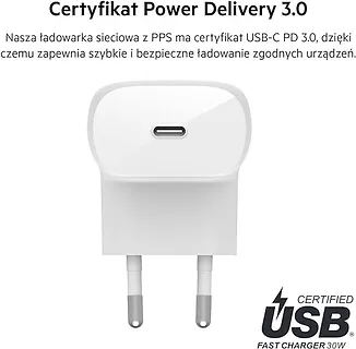 Belkin Ładowarka sieciowa BOOST CHARGE 30w USB-C PD PPS + Kabel USB-C