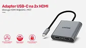 Unitek Adapter USB-C - 2x HDMI 2.0;  4K MST; M/F