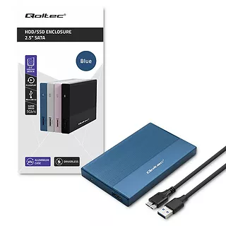 Qoltec Obudowa | Kieszeń na dysk SSD HDD 2.5" | SATA | USB 3.0 | Super  speed 5Gb/s | 2TB | Niebieskia